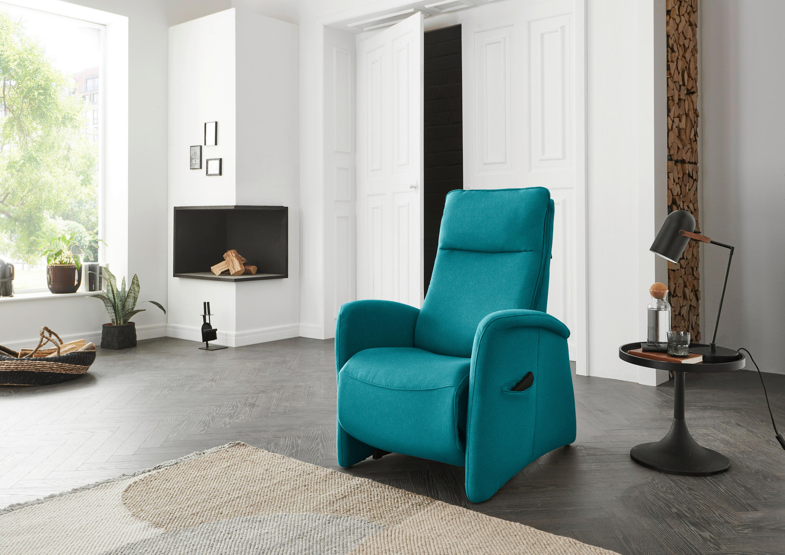 FERNSEHSESSEL in Chenille Petrol  - Petrol, KONVENTIONELL, Kunststoff/Textil (79-83/108/87cm) - Valdera