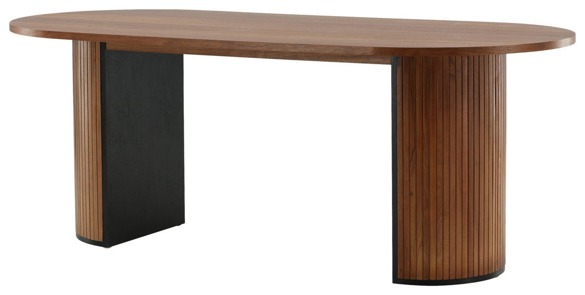 ESSTISCH furniert oval Naturfarben, Schwarz  - Schwarz/Naturfarben, Design, Holz/Holzwerkstoff (200/90/75cm) - Livetastic