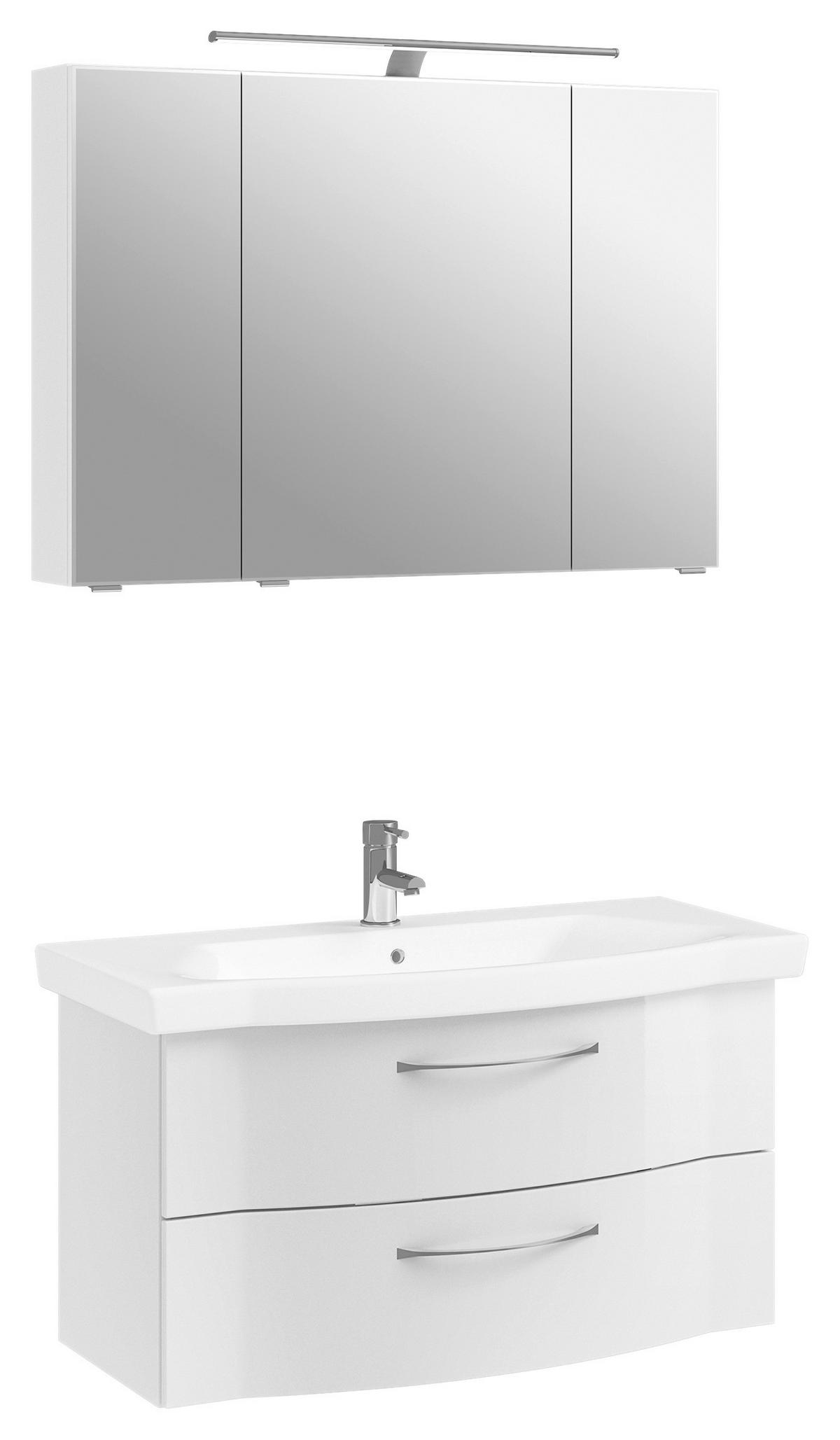 BADEZIMMER 3-teilig  in 98 cm  - Chromfarben/Weiß Hochglanz, KONVENTIONELL, Glas/Keramik (98cm) - Pelipal