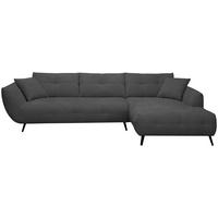 ECKSOFA 320/215 cm  in Chenille Anthrazit Armlehnenkissen, Rücken echt, Sitztiefenverstellung  320/215 cm  - Anthrazit/Schwarz, KONVENTIONELL, Textil/Metall (320/215cm) - Hom`in