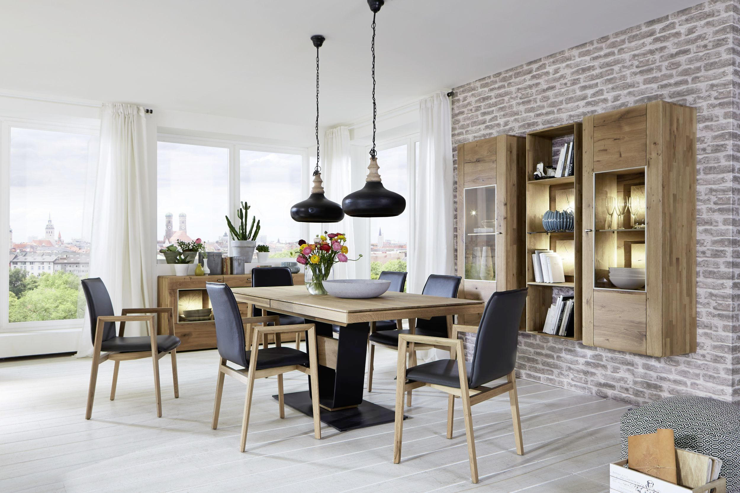 ESSTISCH in Holz, Metall 160/95/76 cm - Eichefarben/Anthrazit, Design, Holz/Metall (160/95/76cm) - Valnatura
