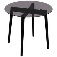 BEISTELLTISCH 50/50/45 cm Kautschukholz vollmassiv Grau, Schwarz rund  - Schwarz/Grau, Trend, Glas/Holz (50/50/45cm) - Carryhome