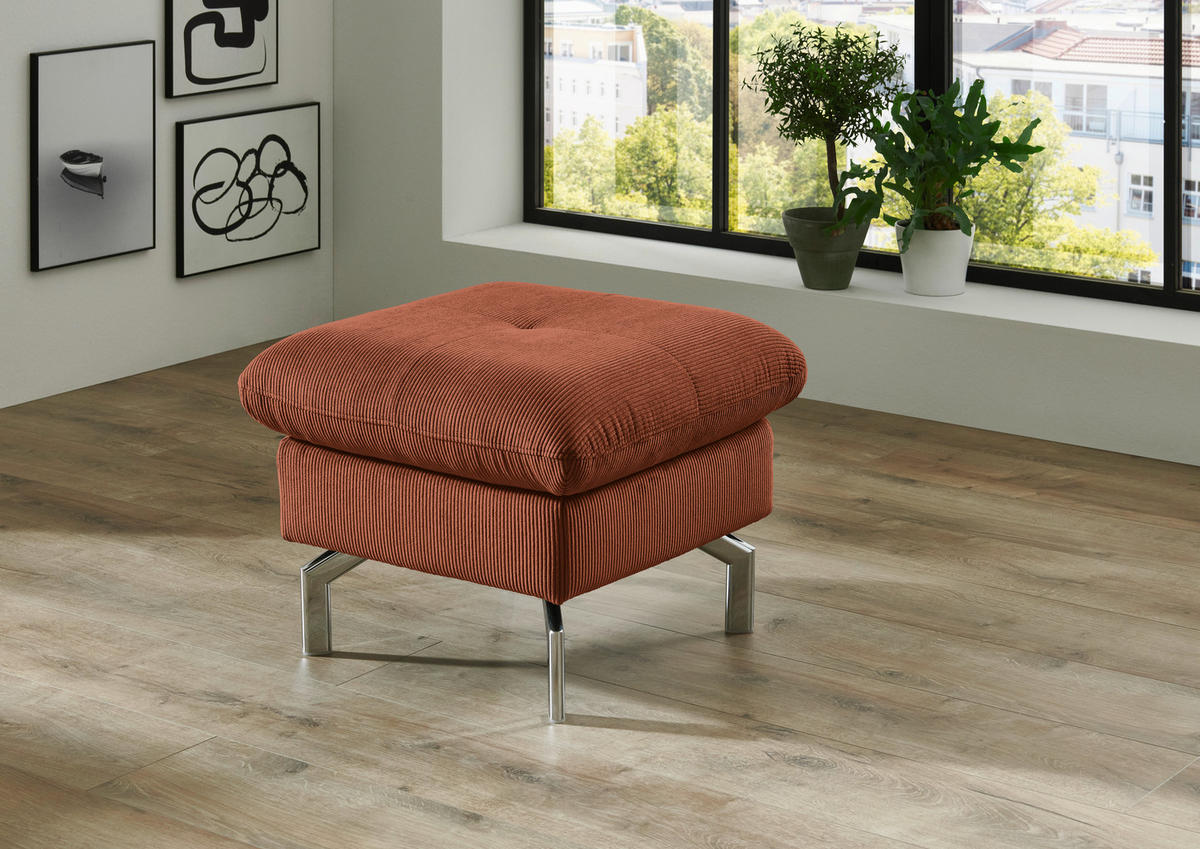 3-SITZER-SOFA Feincord Rostfarben  - Chromfarben/Rostfarben, Design, Textil/Metall (194/87/105cm) - Beldomo Style