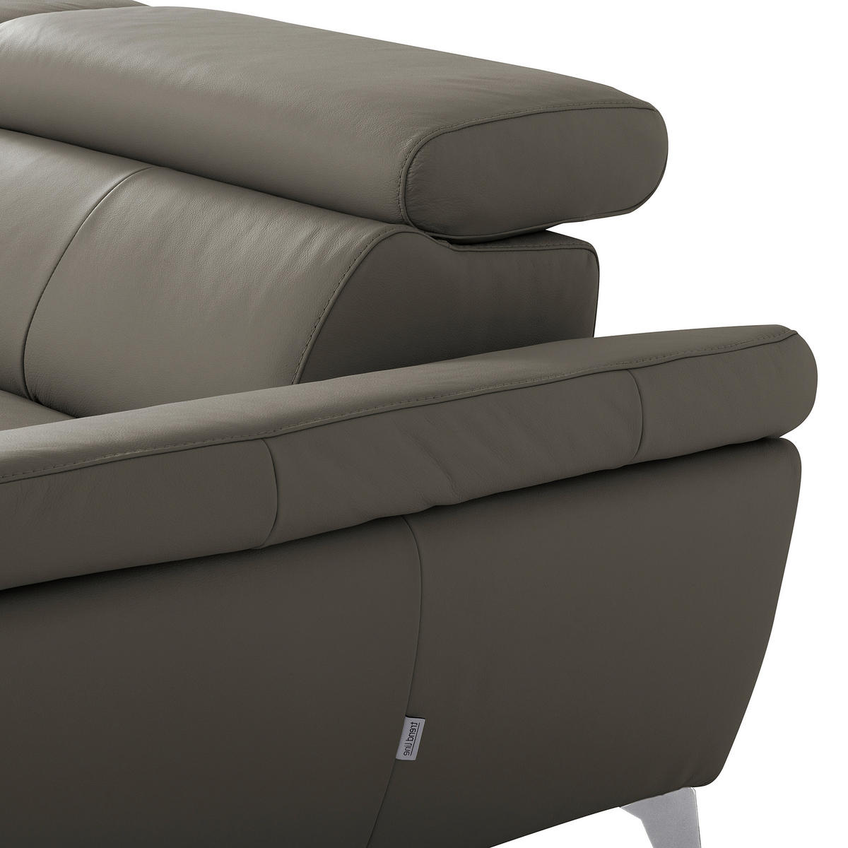 ECKSOFA Lederlook Echtleder Schlammfarben  - Chromfarben/Schlammfarben, Design, Leder/Textil (252/179cm) - Livetastic