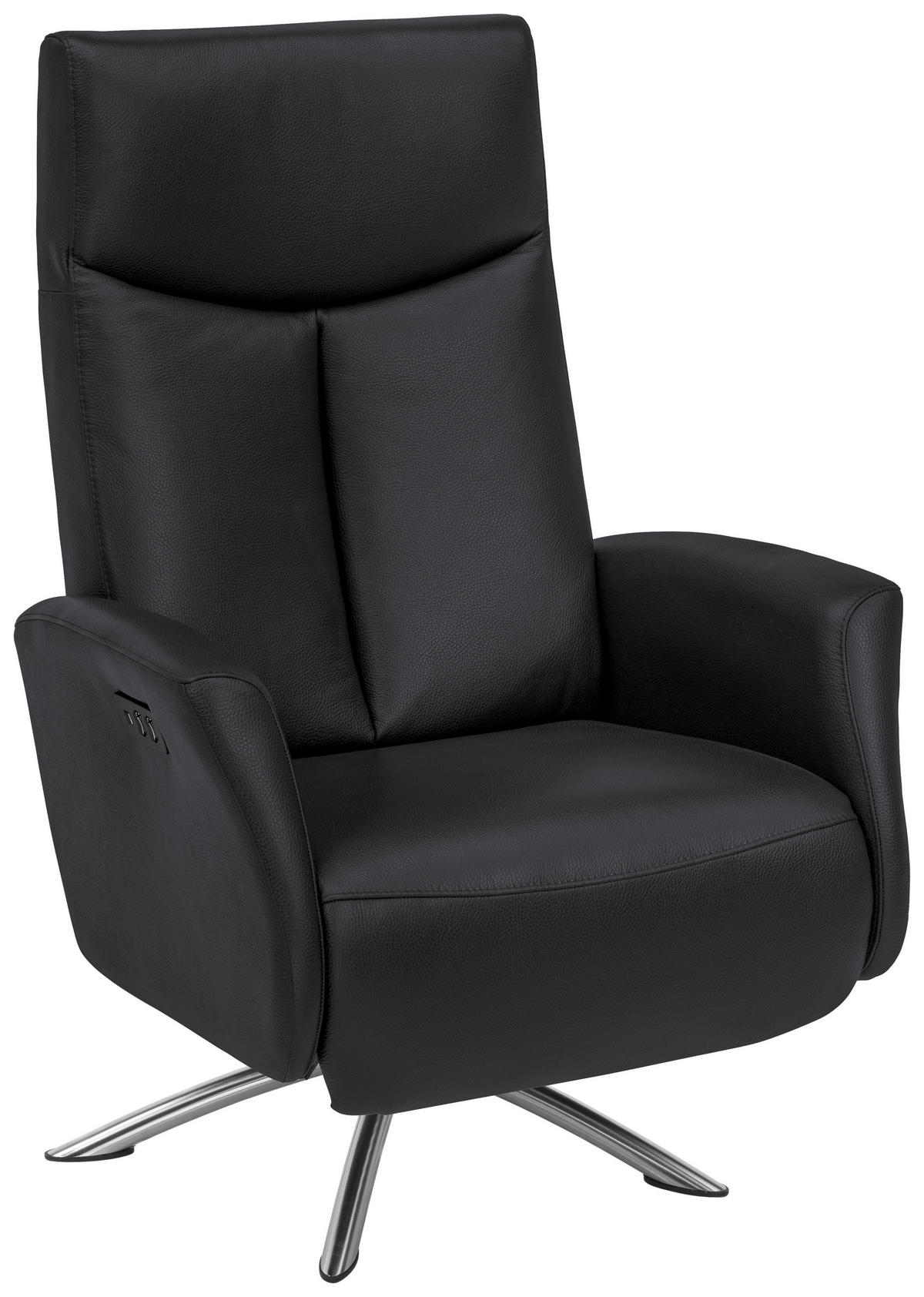 RELAXSESSEL in Leder Anthrazit  - Anthrazit/Silberfarben, Design, Leder/Metall (73/105/82cm) - Welnova