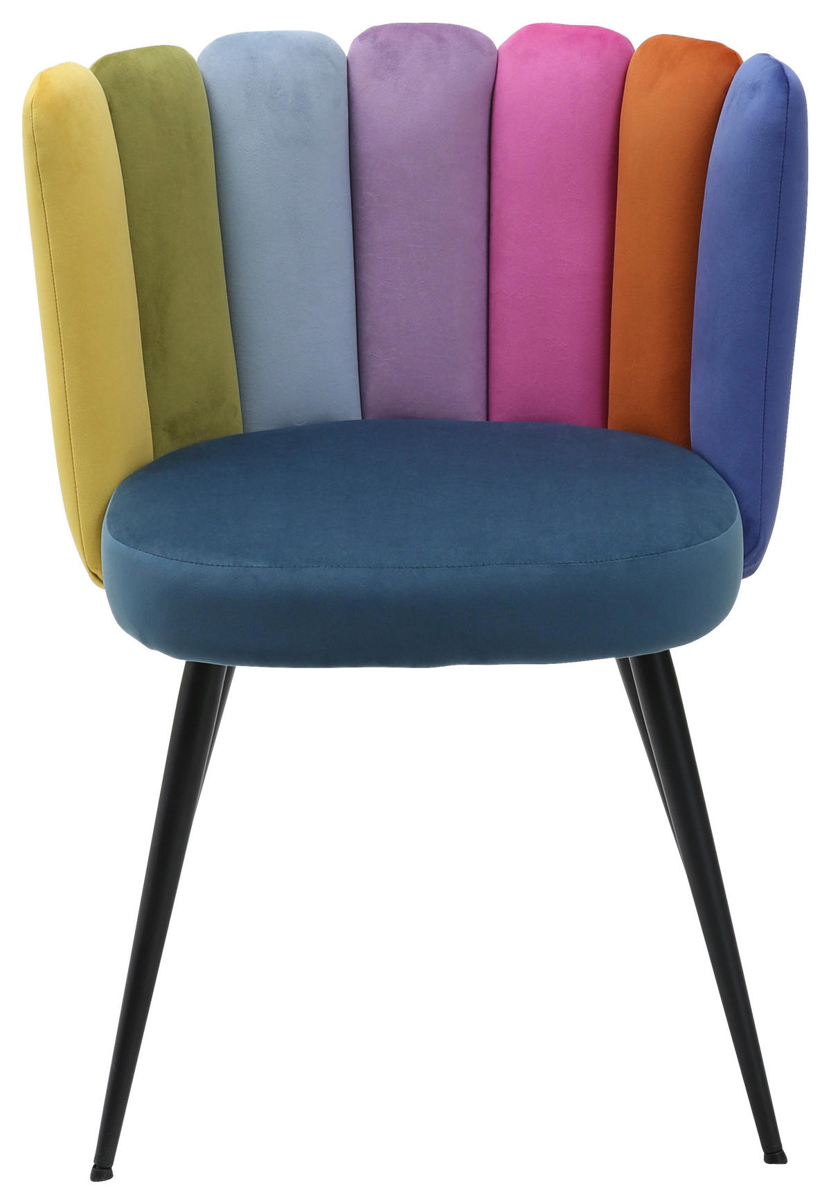 STUHL Samt Multicolor  - Multicolor/Schwarz, Design, Textil/Metall (58,5/79/55,5cm) - home24