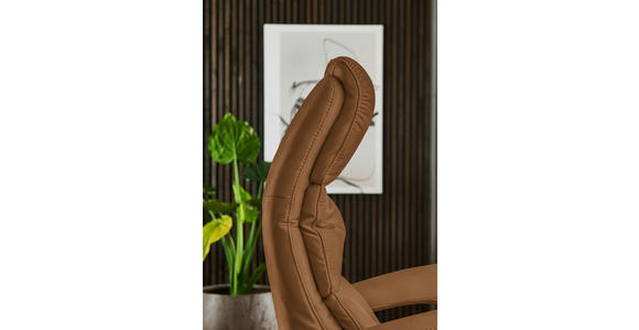 RELAXSESSEL in Leder Karamell  - Edelstahlfarben/Karamell, Design, Leder/Metall (76/119/86cm) - Dieter Knoll