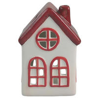 DEKORAČNÍ DŮM - bílá/červená, Lifestyle, keramika (8,3/12,7/6,2cm) - X-Mas
