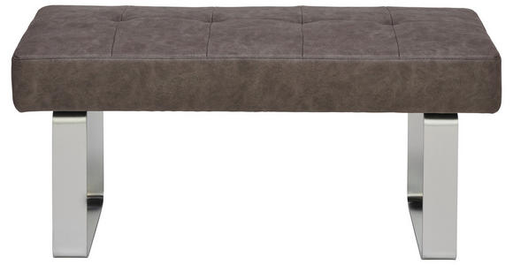 HOCKERBANK 135/51/48 cm Mikrofaser Grau Metall  - Edelstahlfarben/Grau, Design, Textil/Metall (135/51/48cm) - Moderano