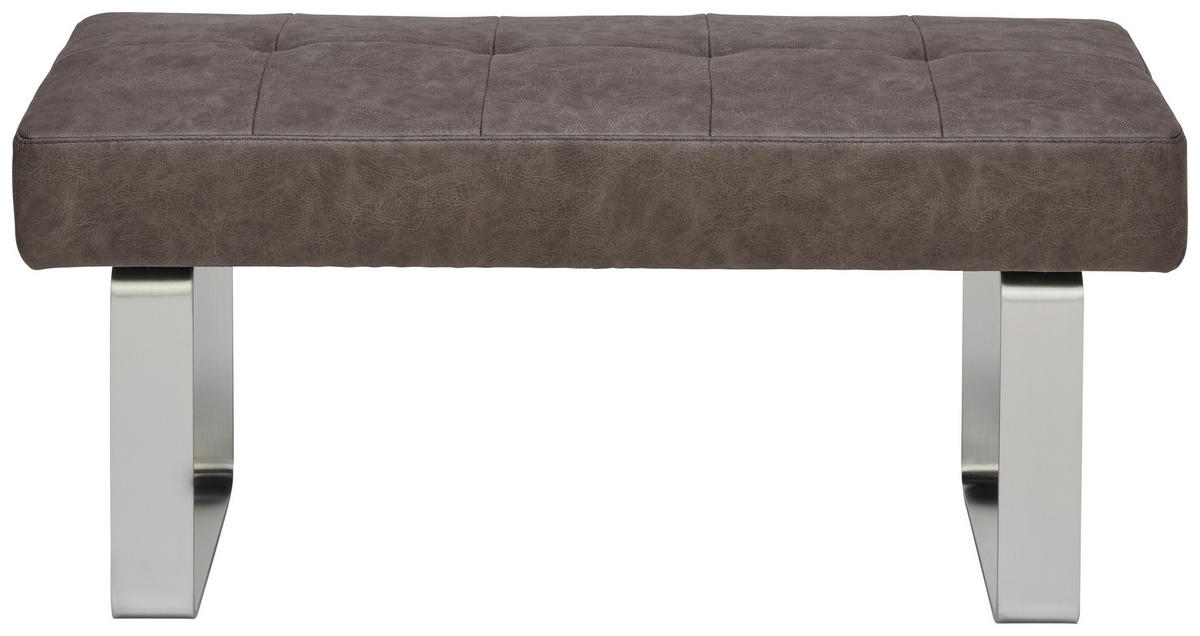HOCKERBANK 135/51/48 cm Mikrofaser Grau Metall  - Edelstahlfarben/Grau, Design, Textil/Metall (135/51/48cm) - Moderano