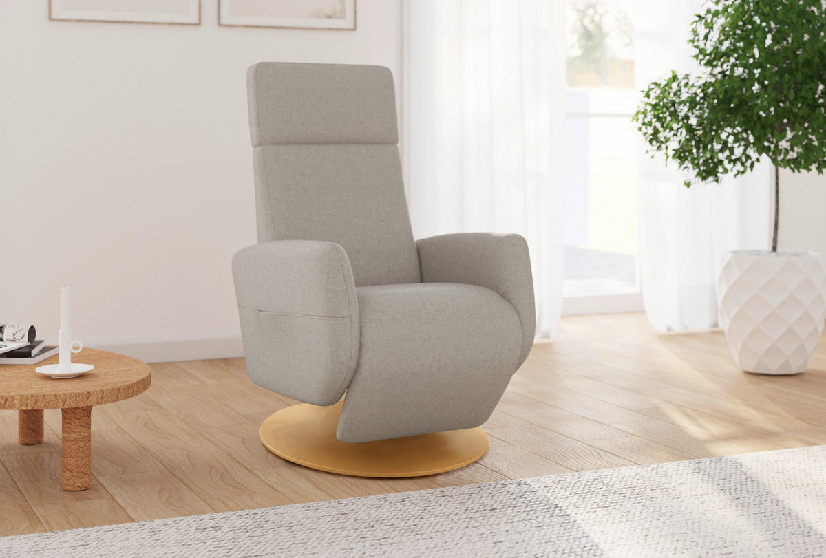 RELAXSESSEL in Textil Taupe  - Taupe/Eichefarben, KONVENTIONELL, Holz/Textil (71/110/82cm) - Sit & More