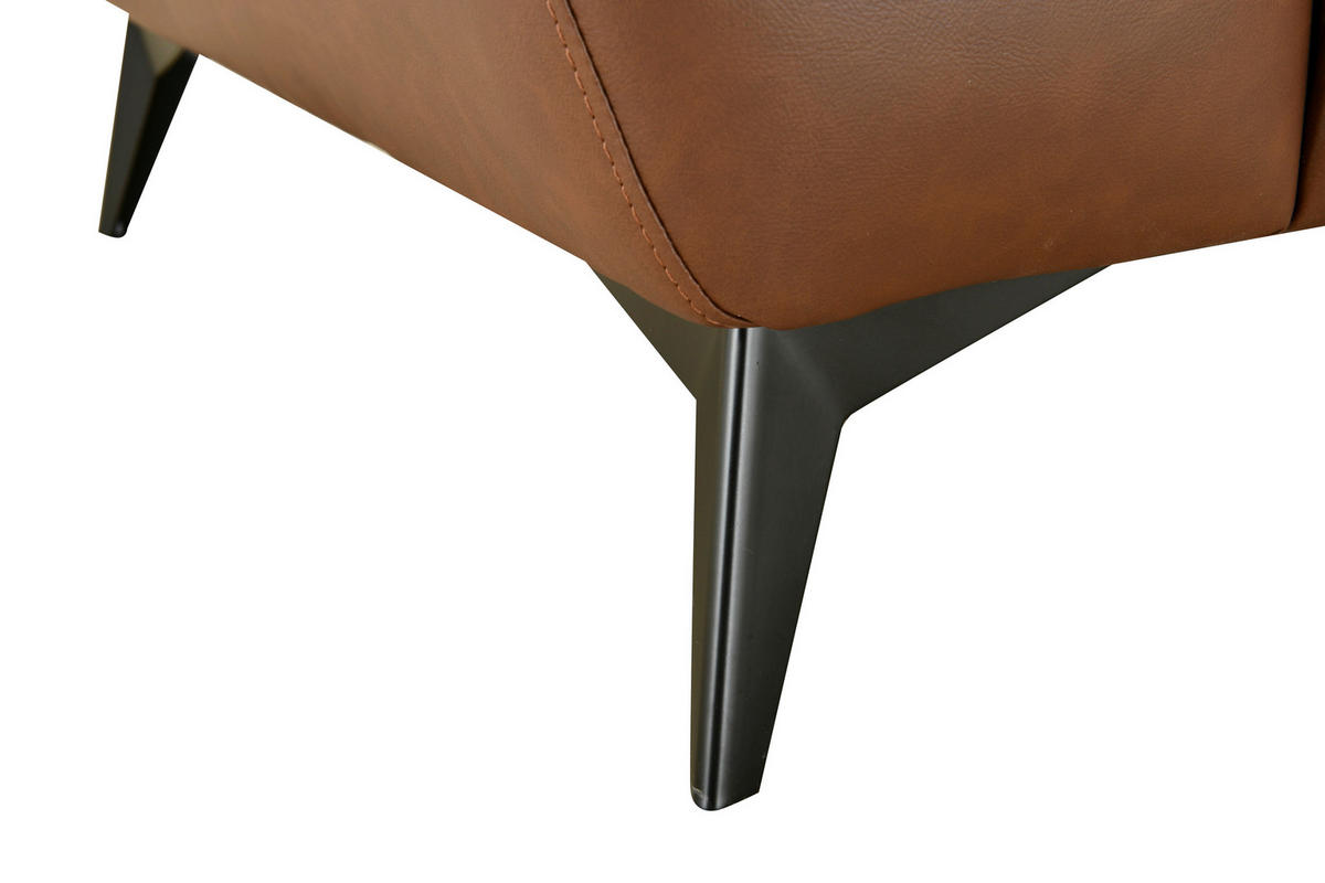 ECKSOFA in Lederlook Echtleder Braun   - Schwarz/Braun, Design, Leder/Textil (266/86/120cm) - MID.YOU