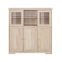HIGHBOARD NANTES, 118/125/39 cm,  - Silberfarben/Sonoma Eiche, Design, Glas/Holzwerkstoff (118/125/39cm) - Livetastic