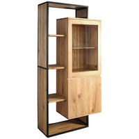 VITRINE  in vollmassiv Mangoholz, Wildeiche Schwarz, Eichefarben  - Eichefarben/Schwarz, LIFESTYLE, Glas/Holz (90/183/40cm) - Landscape
