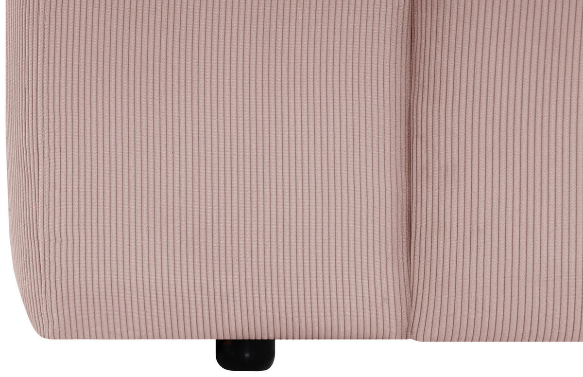 ECKSOFA HANNAH Rosa Cord  - Schwarz/Rosa, Design, Kunststoff/Textil (252/170cm) - MID.YOU