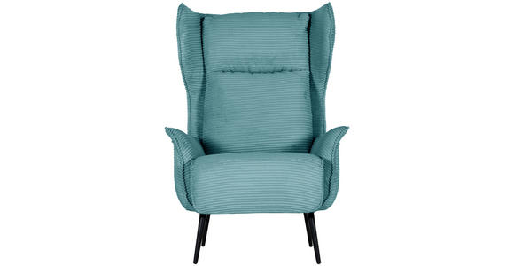 OHRENSESSEL Cord Türkis  - Türkis/Schwarz, Design, Textil/Metall (83/106/89cm) - Landscape