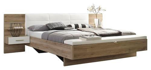 ZOSTAVA S POSTEĽOU, 180/200 cm, biela, farba duba - biela/farba duba, Design, kompozitné drevo (180/200cm) - MID.YOU