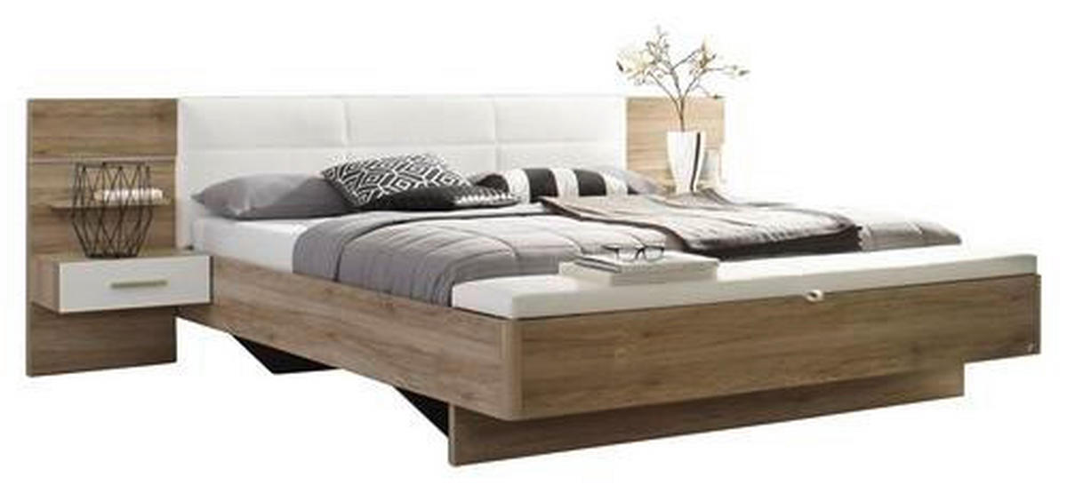 ZOSTAVA S POSTEĽOU, 180/200 cm, biela, farba duba - biela/farba duba, Design, kompozitné drevo (180/200cm) - MID.YOU