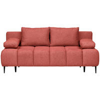 SCHLAFSOFA Jacquard Koralle Vorziehsitz  inkl. Rückenkissen, Armlehnenkissen  - Koralle/Schwarz, MODERN, Textil/Metall (204/90/95cm) - MID.YOU