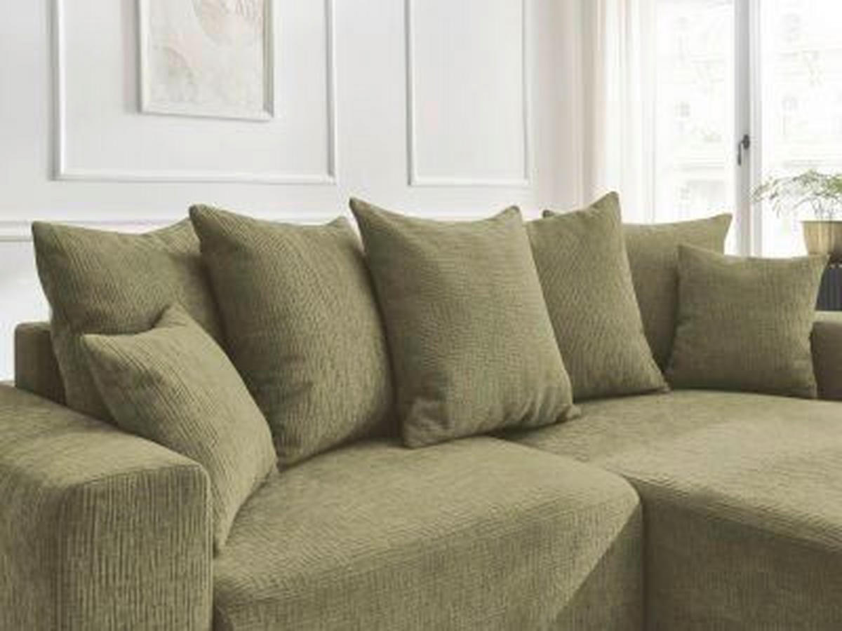 ECKSOFA Ottomane rechts  ATILLA Grün Struktur  - Schwarz/Grün, MODERN, Kunststoff/Textil (244/149cm)