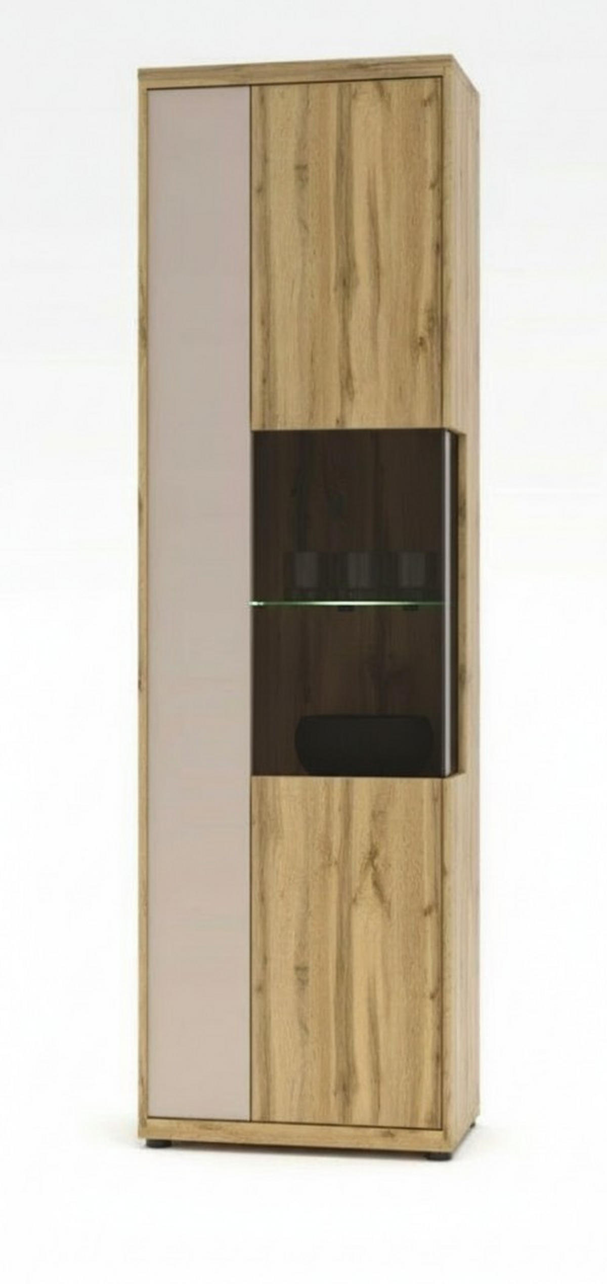 VITRINE Eichefarben, Kaschmir  - Kaschmir/Eichefarben, Design, Glas/Holzwerkstoff (60/205/40cm) - Livetastic