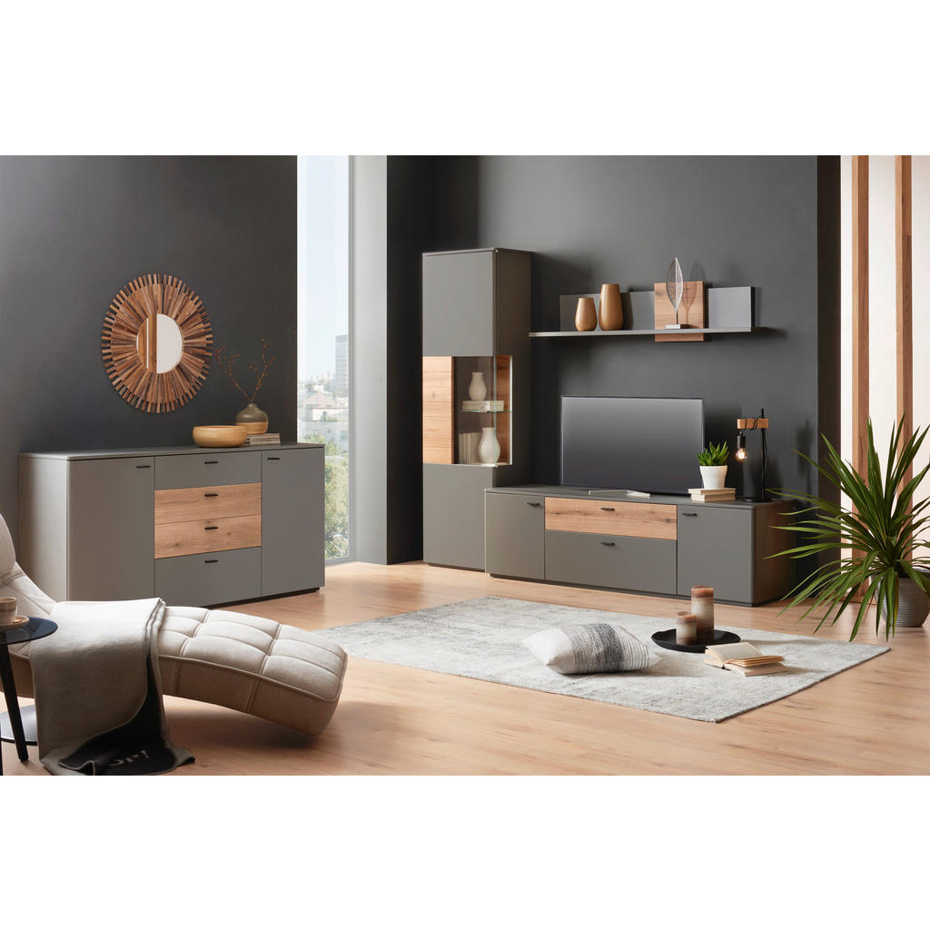 Thumbnail - Stylife Lowboard, Grau, Eiche, Holzwerkstoff, 2 Fächer, 2 Schubladen, 180x55x50 cm, Beimöbel erhältlich, stehend, Wohnzi...