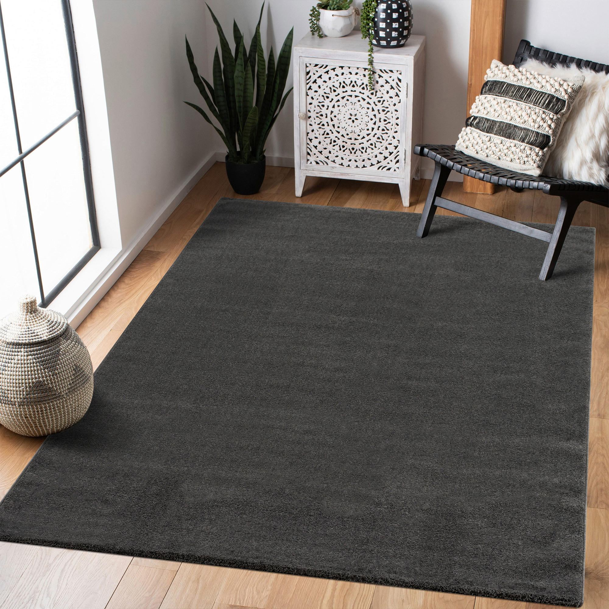 TKANA PREPROGA  Uni     140/200 cm    tkano  temno siva  - temno siva, Trendi, umetna masa/tekstil (140/200cm)