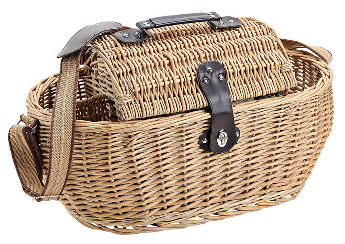 PICKNICKKORB FÜR 2 PERSONEN - Hellbraun, Basics, Holz/Textil (51/35/29cm)