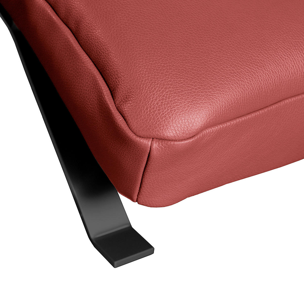 RELAXLIEGE in Echtleder Rot  - Rot/Schwarz, Design, Leder/Metall (65/65-95/171cm) - Livetastic