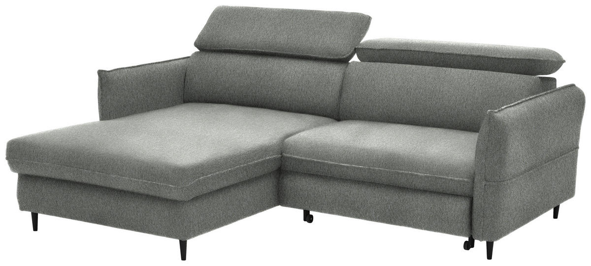 ECKSOFA in Struktur Ecru  - Ecru/Schwarz, Design, Holz/Textil (185/232cm) - Stylife
