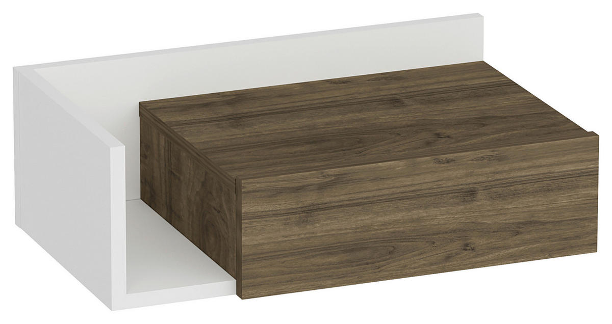 NACHTTISCH 60/21,4/35 cm  Weiss, Walnussfarben  - Weiss/Walnussfarben, Design, Holzwerkstoff (60/21,4/35cm) - MID.YOU