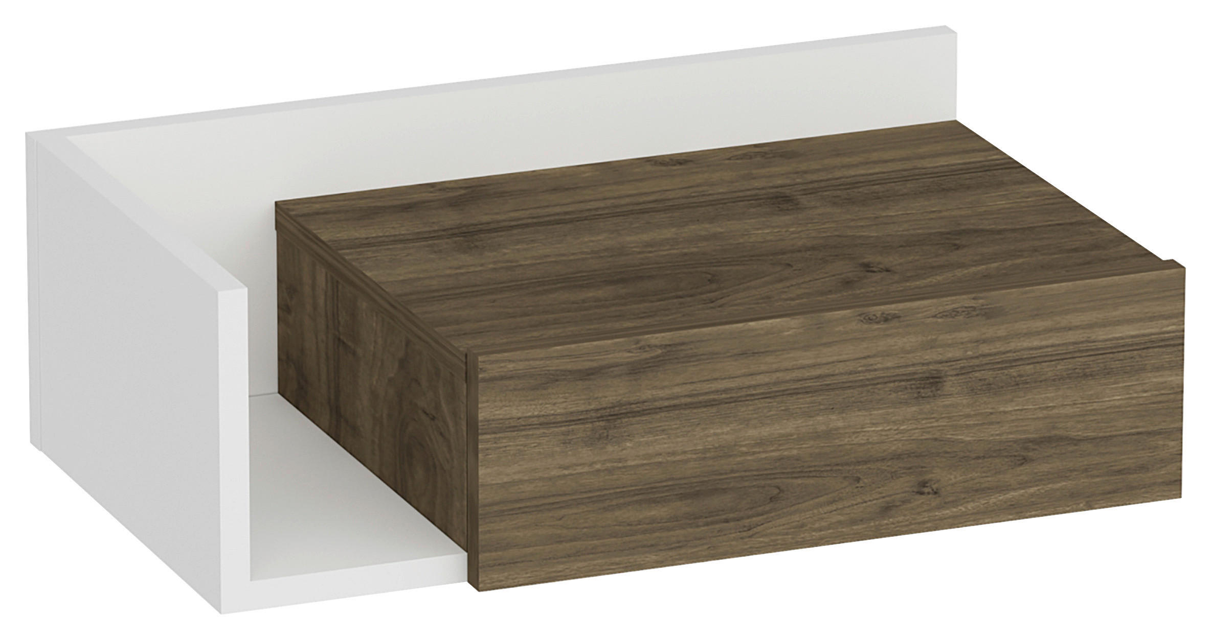Livetastic Nachtschrank Weiß, Walnuss 60x21.4x35 cm