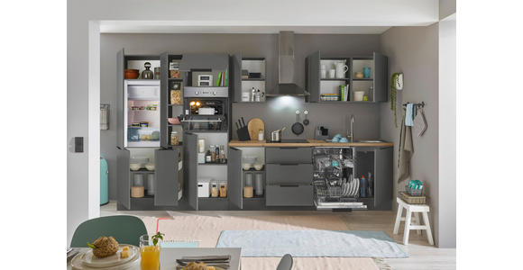 KÜCHENBLOCK   in Graphitfarben  - Schwarz/Graphitfarben, Basics, Holzwerkstoff/Metall (370/211/60cm) - Xora