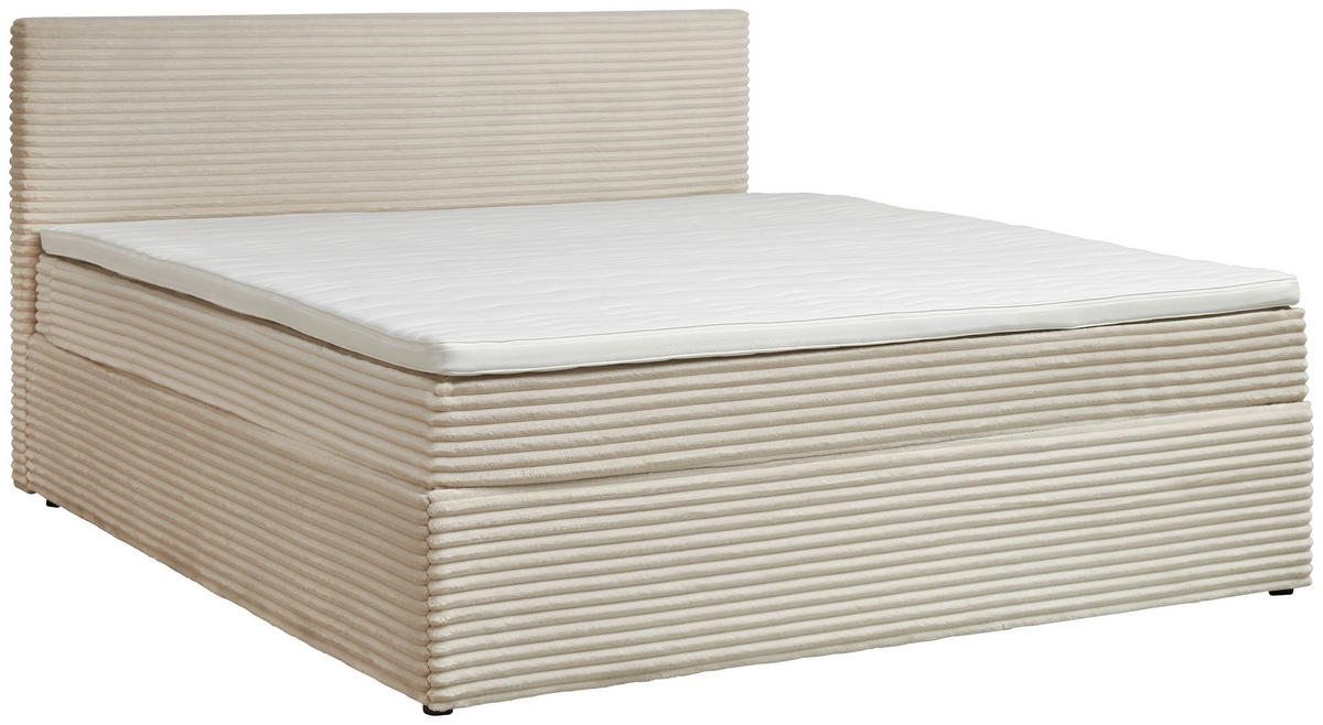 POSTELJA Z VZMETNICO 180 cm   x 200 cm  , tekstil krem barve  - črna/krem barve, Basics, umetna masa/tekstil (180/200cm) - Livetastic