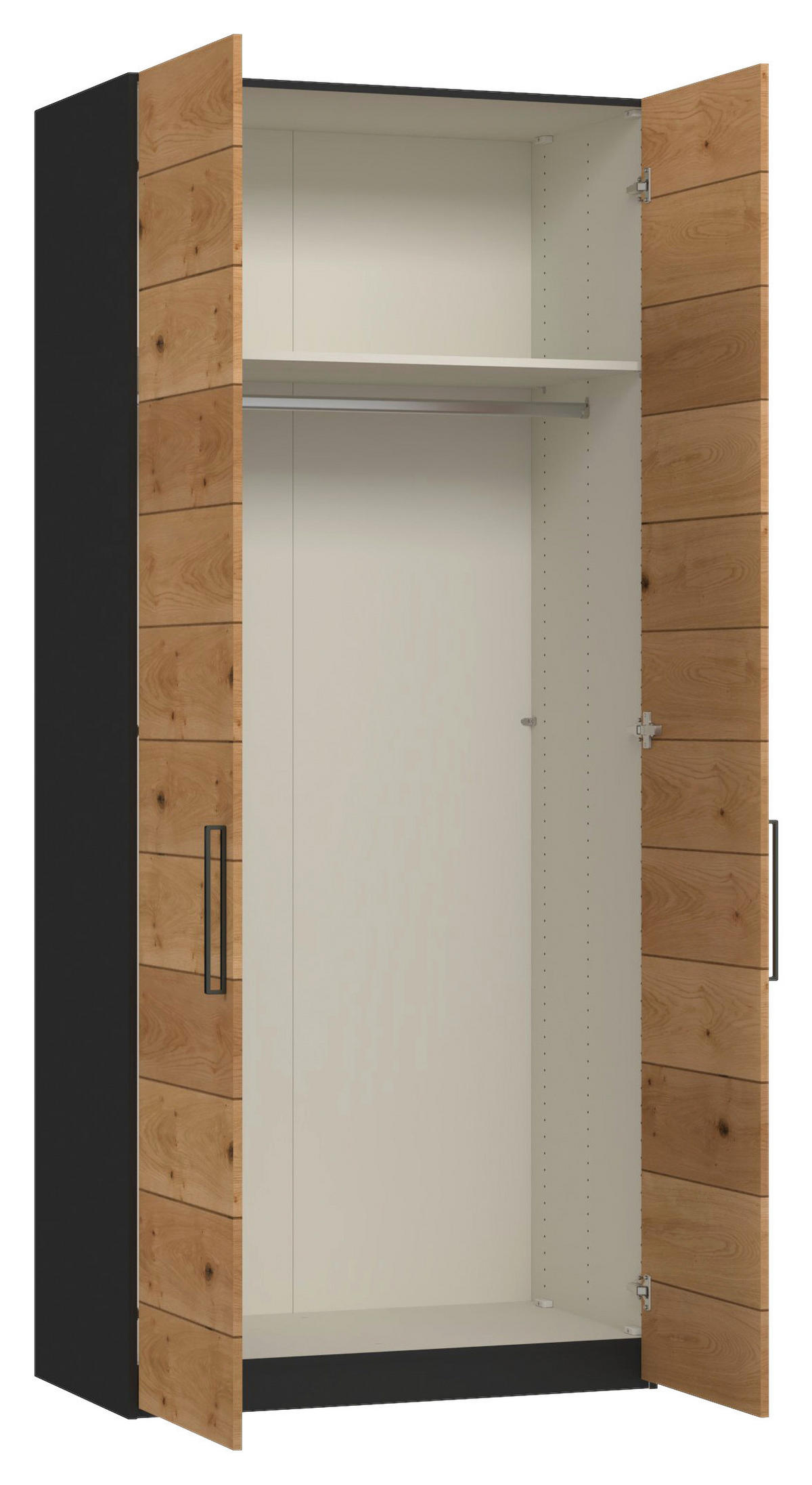 DREHTÜRENSCHRANK 102/220/59 cm,  in Schwarz, Wildeiche, 2-türig  - Wildeiche/Titanfarben, Design, Holz/Holzwerkstoff (102/220/59cm) - Jutzler