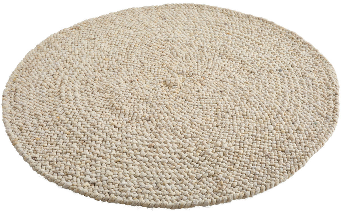 HANDWEBTEPPICH  Wohnzimmer 180 cm Beige rund  - Beige, KONVENTIONELL, Textil (180cm) - Linea Natura