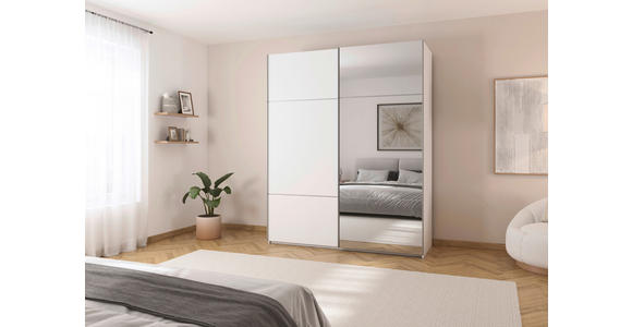 SCHWEBETÜRENSCHRANK 201/223/68 cm 2-türig Weiß - Alufarben/Weiß, KONVENTIONELL, Glas/Holzwerkstoff (201/223/68cm) - Novel