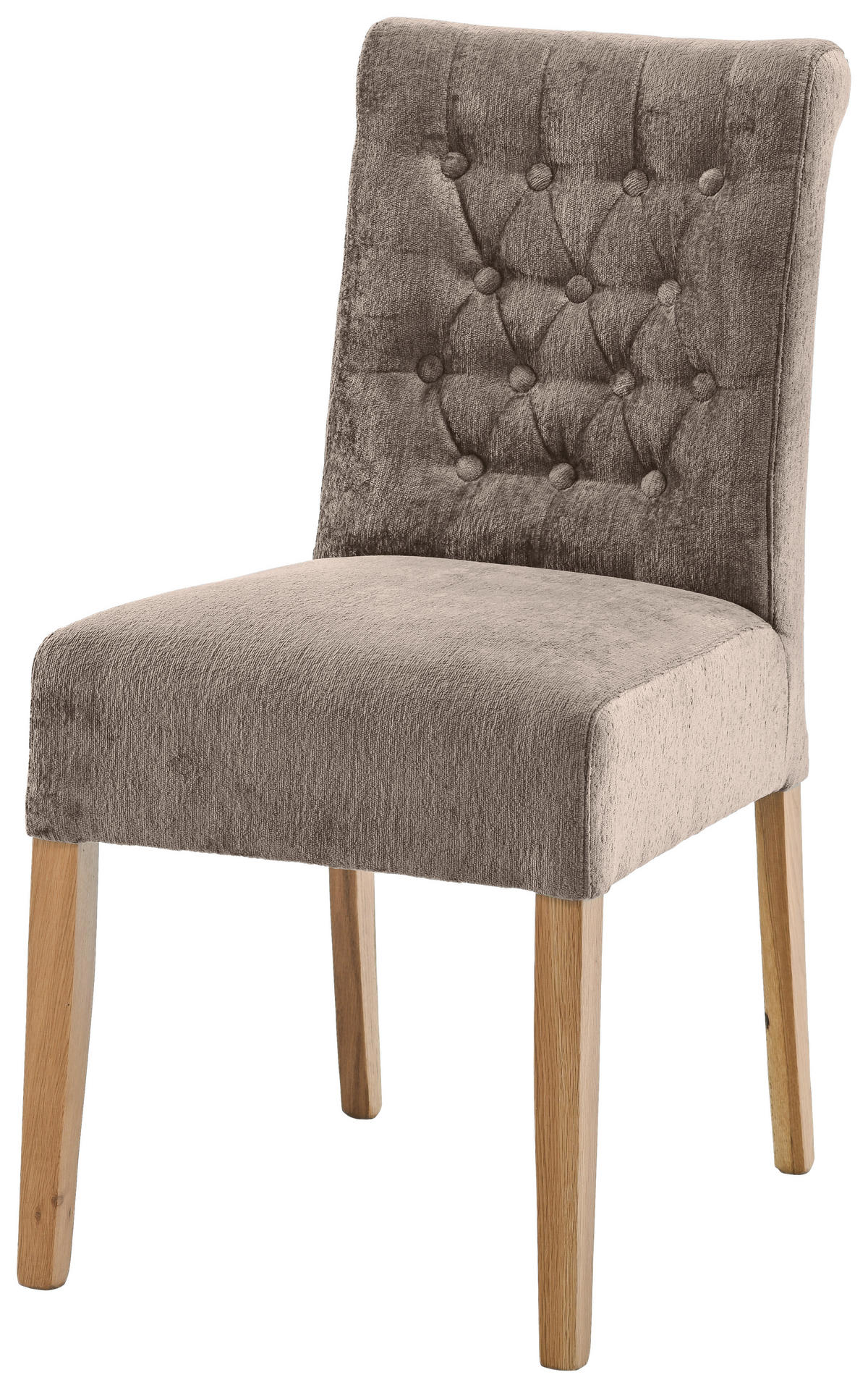 STUHL Chenille Taupe, Eichefarben Eiche massiv  - Taupe/Eichefarben, KONVENTIONELL, Holz/Textil (46,5/91/65cm) - Cantus