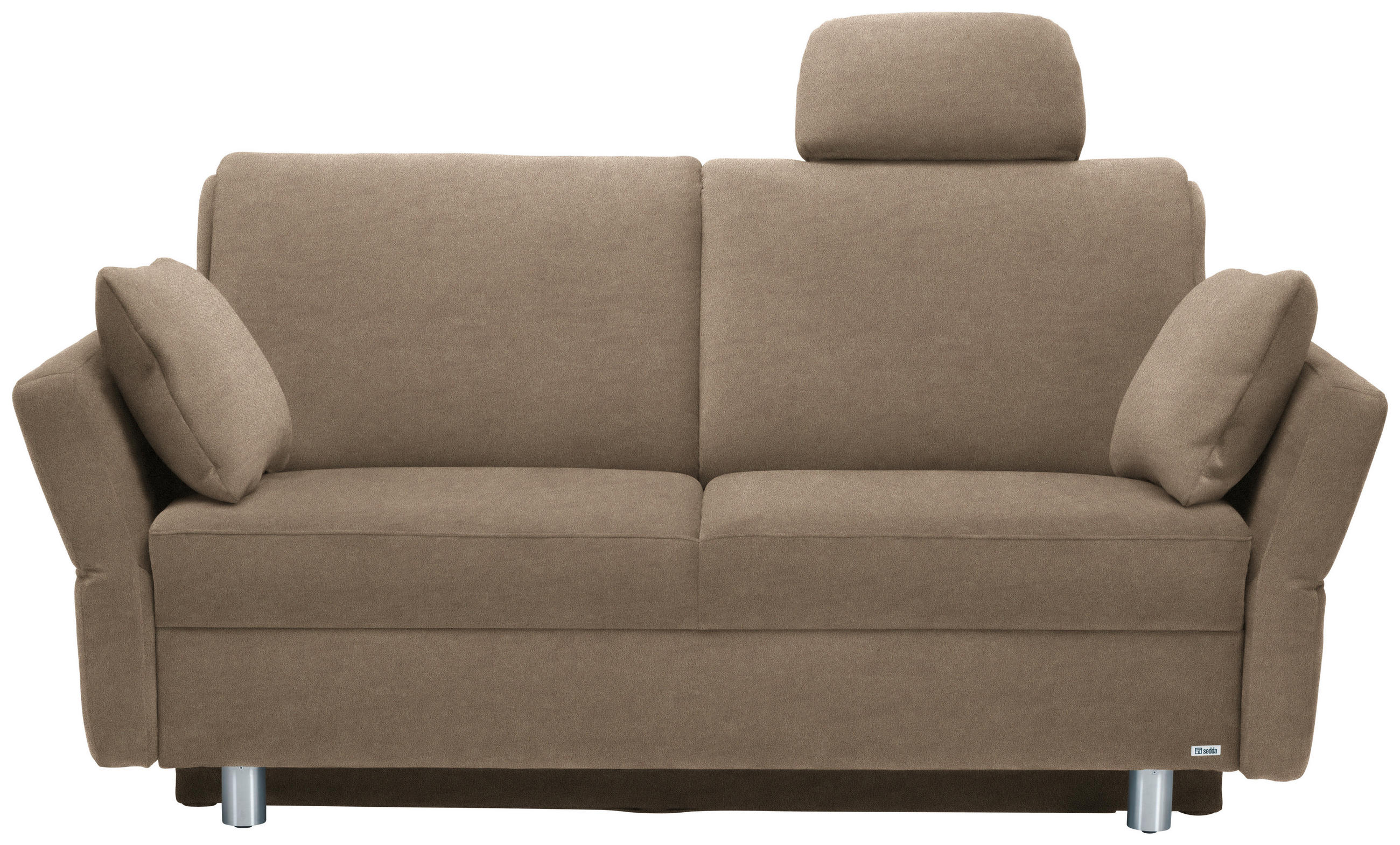 SCHLAFSOFA in Velours, beflockt Sandfarben  - Sandfarben/Alufarben, KONVENTIONELL, Kunststoff/Textil (170/88/91cm) - Sedda