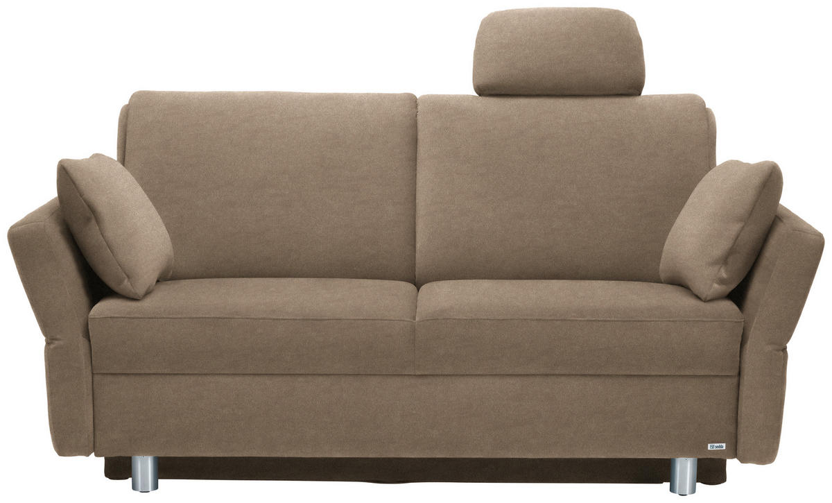 SCHLAFSOFA in Velours, beflockt Sandfarben  - Sandfarben/Alufarben, KONVENTIONELL, Kunststoff/Textil (170/88/91cm) - Sedda