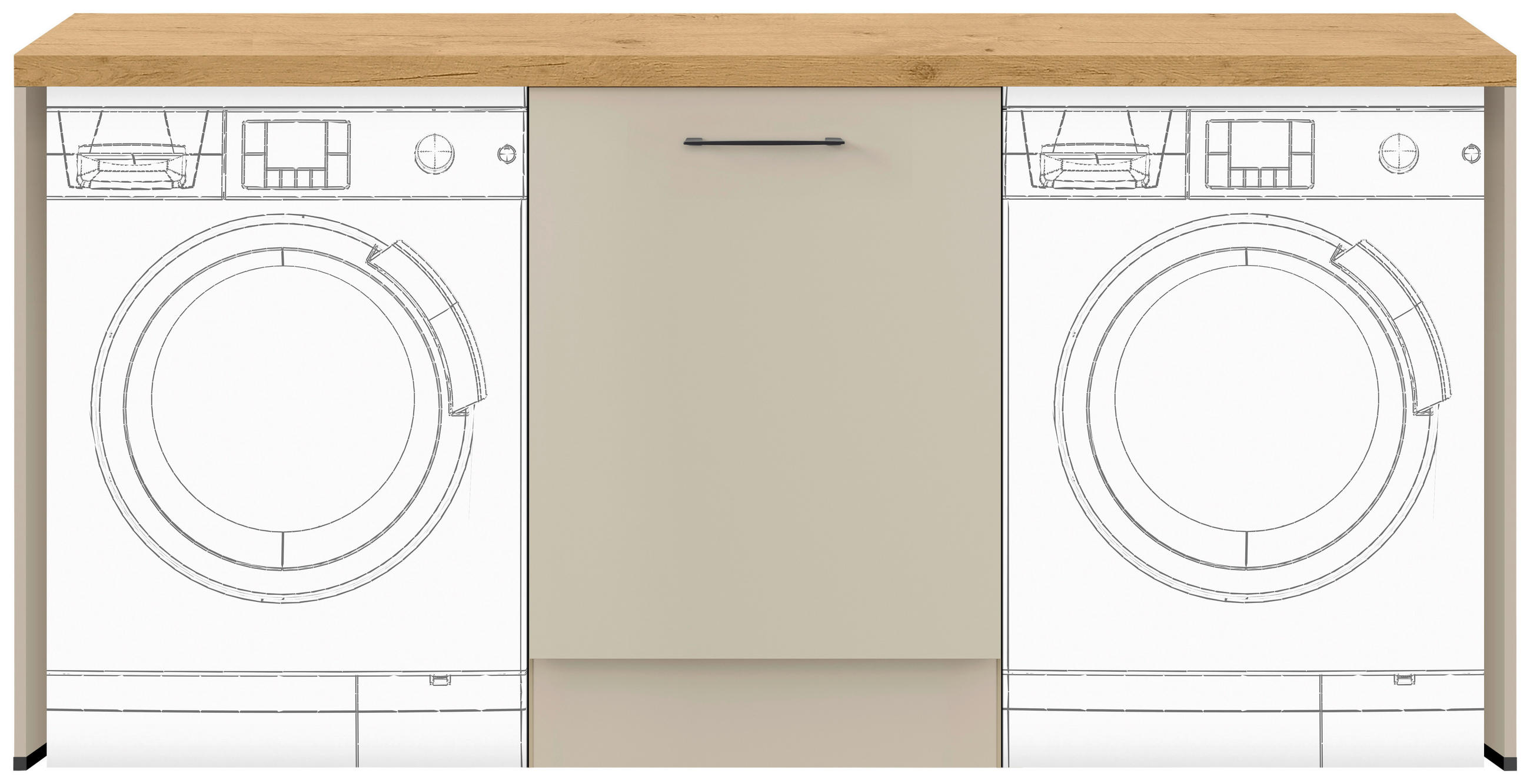 HAUSWIRTSCHAFTSRAUM Hellgrau  - Eichefarben/Hellgrau, Basics, Holzwerkstoff (198,4cm) - Impuls