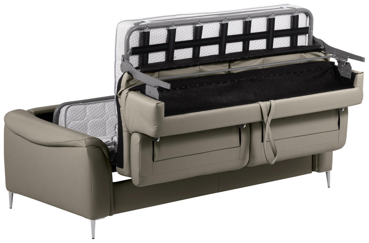SCHLAFSOFA in Lederlook Echtleder Schlammfarben  - Schlammfarben, Design, Leder/Textil (203/77-98/103cm) - MID.YOU