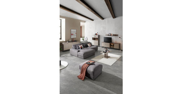 ECKSOFA Dunkelgrau Cord - Dunkelgrau/Schwarz, MODERN, Kunststoff/Textil (180/300cm) - Carryhome