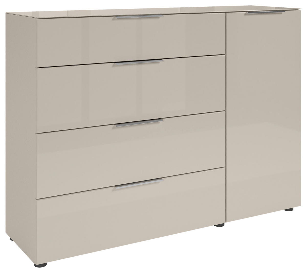 KOMODA, kašmir  - barve kroma/črna, Moderno, kovina/umetna masa (135/99/40cm) - MID.YOU