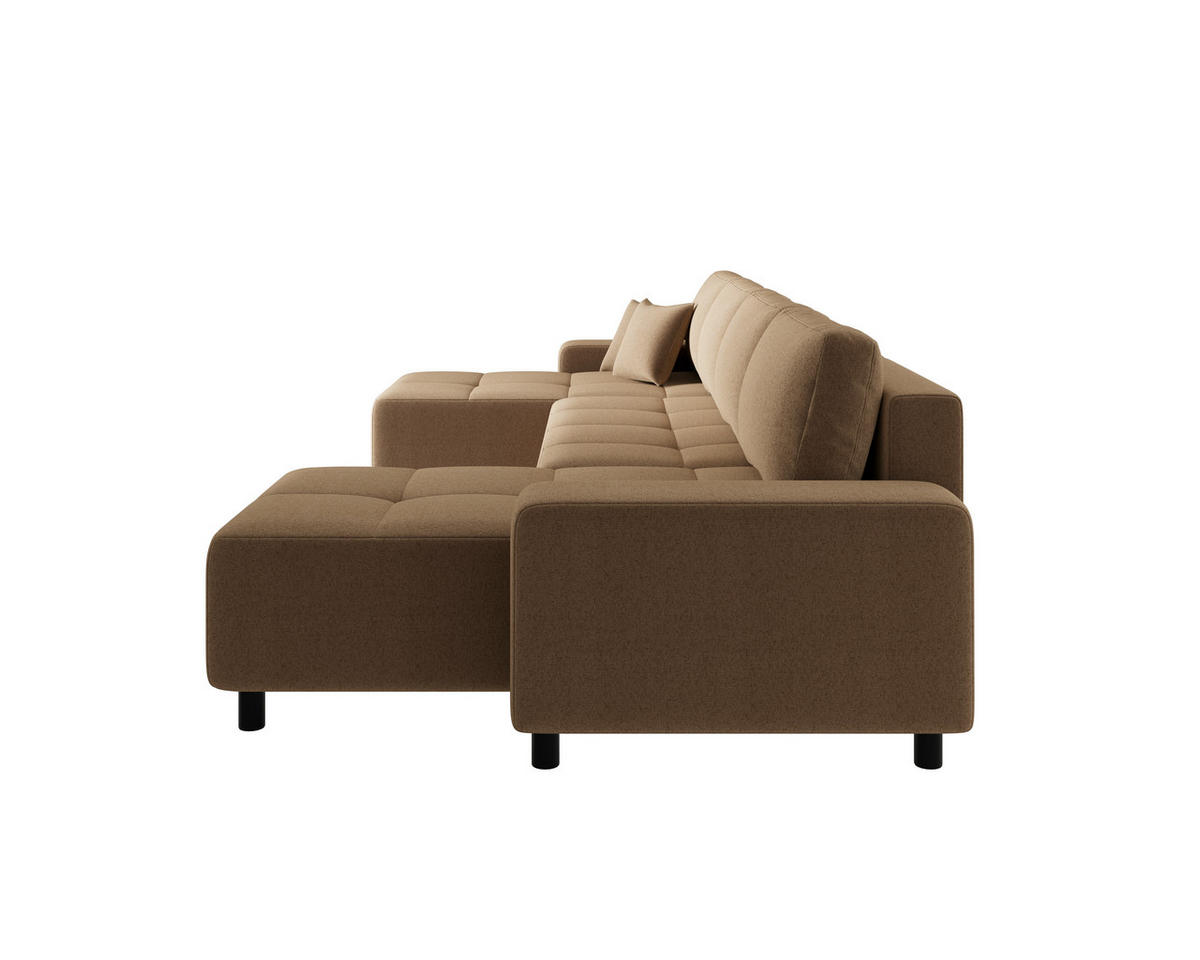 WOHNLANDSCHAFT Senfgelb Jacquard  - Senfgelb/Schwarz, MODERN, Kunststoff/Textil (144/318/144cm) - Carryhome