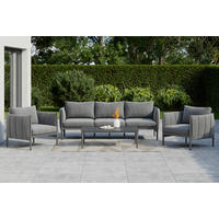 LOUNGEGARNITUR Aluminium  - Dunkelgrau/Grau, MODERN, Textil/Metall (393/69/174cm) - Ambia Garden