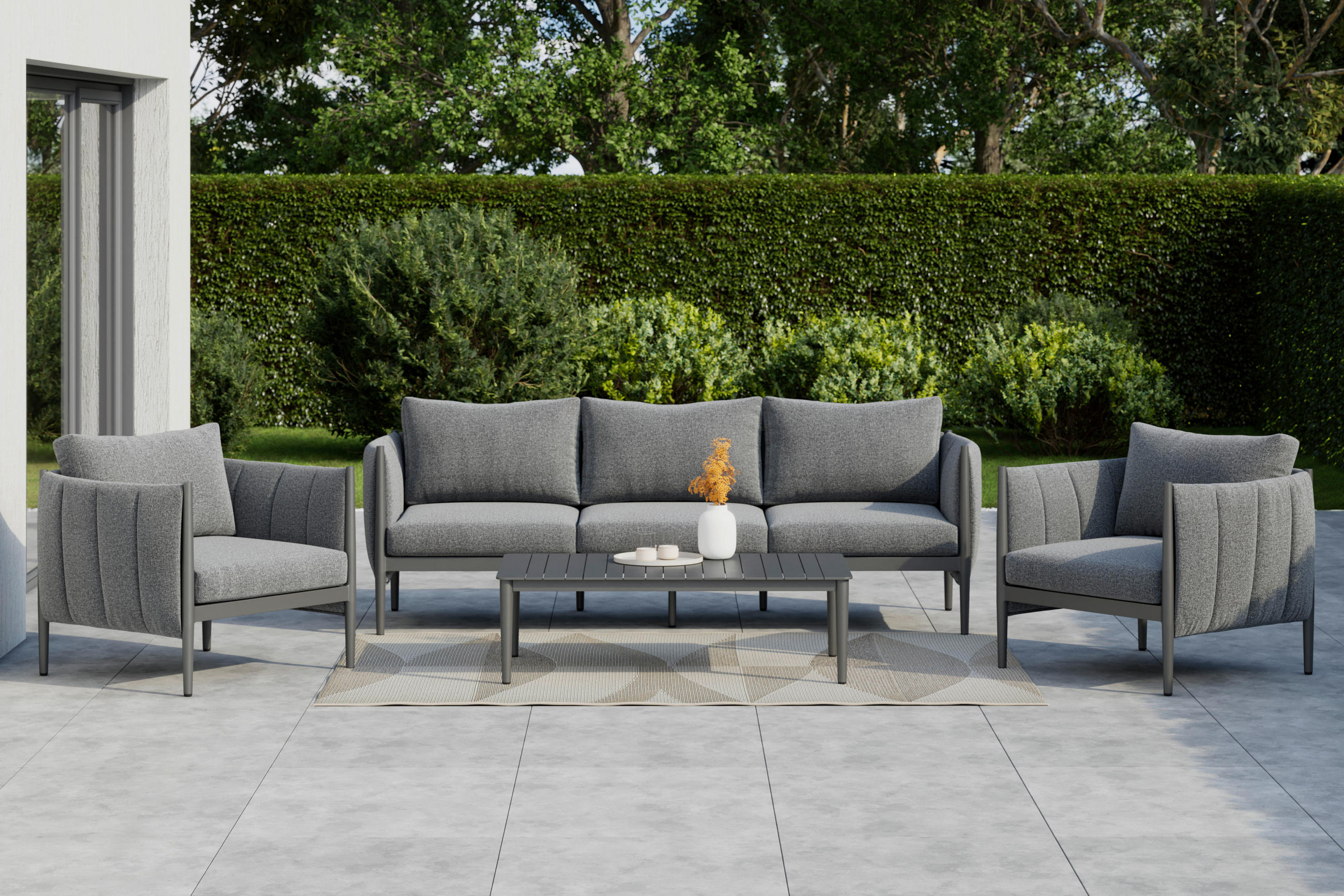 Ambia Garden Loungegarnitur Grau, Dunkelgrau 393x69x174 cm