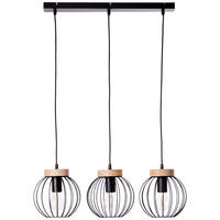 HÄNGELEUCHTE 65,5/20/116 cm    - Schwarz/Braun, Design, Holz/Metall (65,5/20/116cm) - Brilliant
