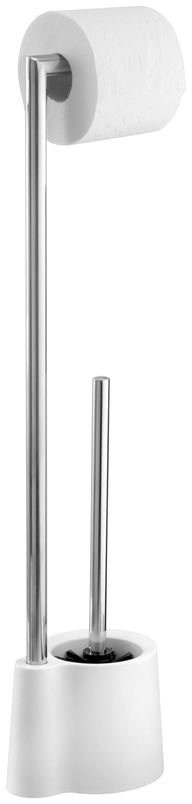 WC-BÜRSTENKOMBINATION in Metall, Kunststoff  Kunststoff   - Chromfarben/Weiß, Basics, Kunststoff/Metall (13/66,5/16cm) - Wenko
