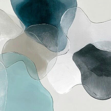 Euroart Metallbild Organic Shapes Teal I Mehrfarbig 30x30x2 cm